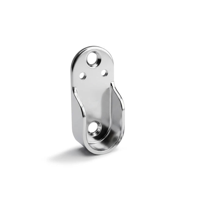 Ebco MS Wardrobe Rail Bracket - Metal Support for Hanging Rods, 1 Set (2 Nos), Nickel Plated, WRF-B2